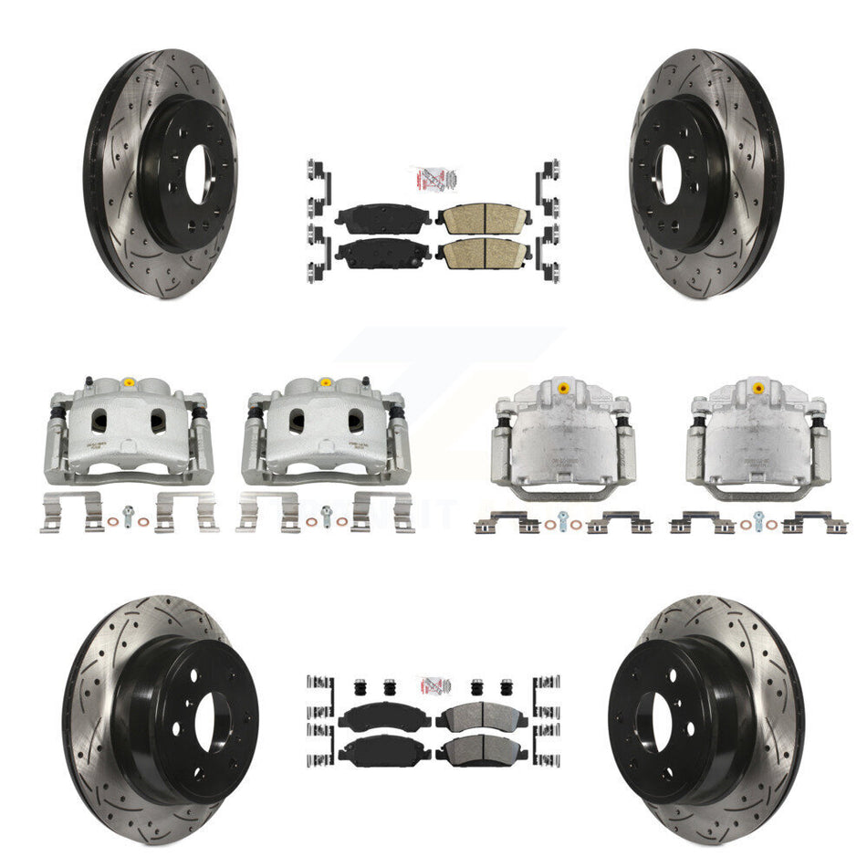 Front Rear Brake Caliper Drill Slot Rotors Ameribrakes Pad Kit (10Pc) For Chevrolet 1500 KCD-100827N