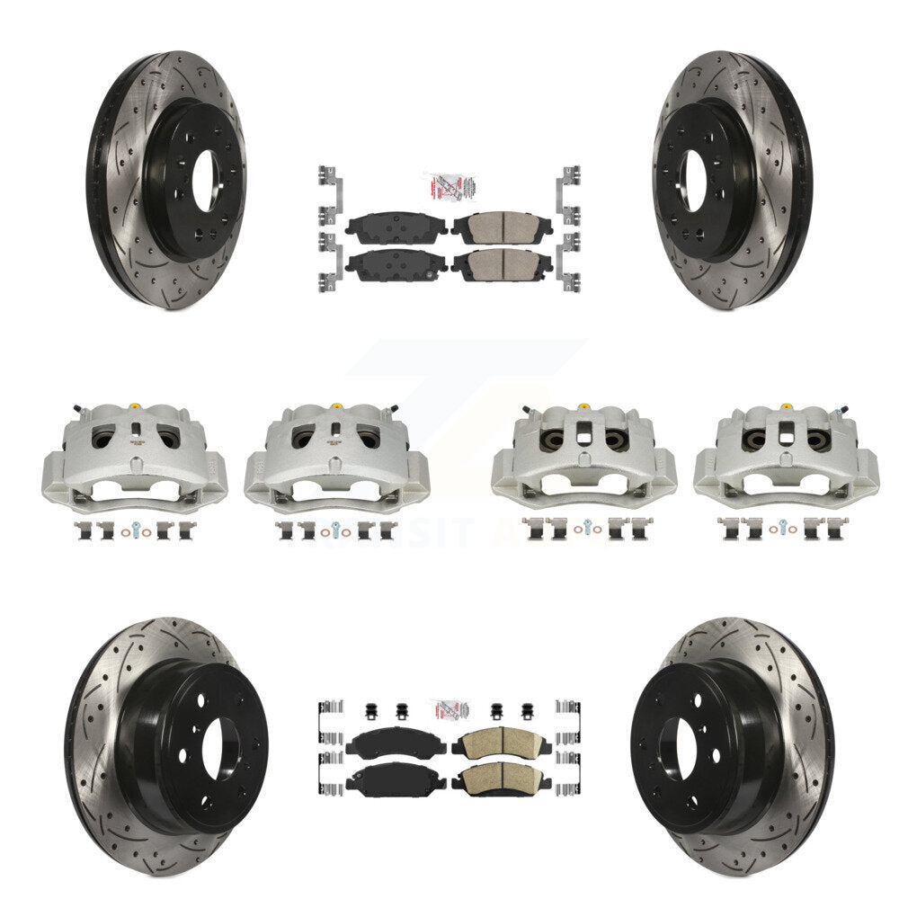 Front Rear Brake Caliper Drill Slot Rotors Ceramic Pad Kit (10Pc) For Chevrolet Suburban KCD-100830N