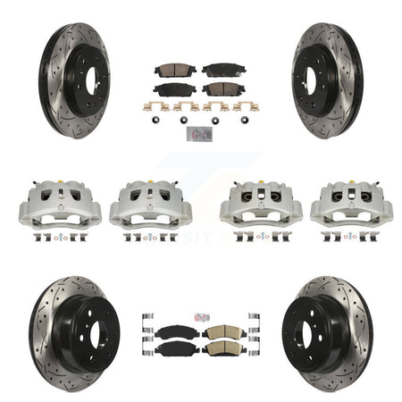 Front Rear Brake Caliper Drill Slot Rotors Ceramic Pad Kit (10Pc) For Chevrolet Suburban KCD-100831N