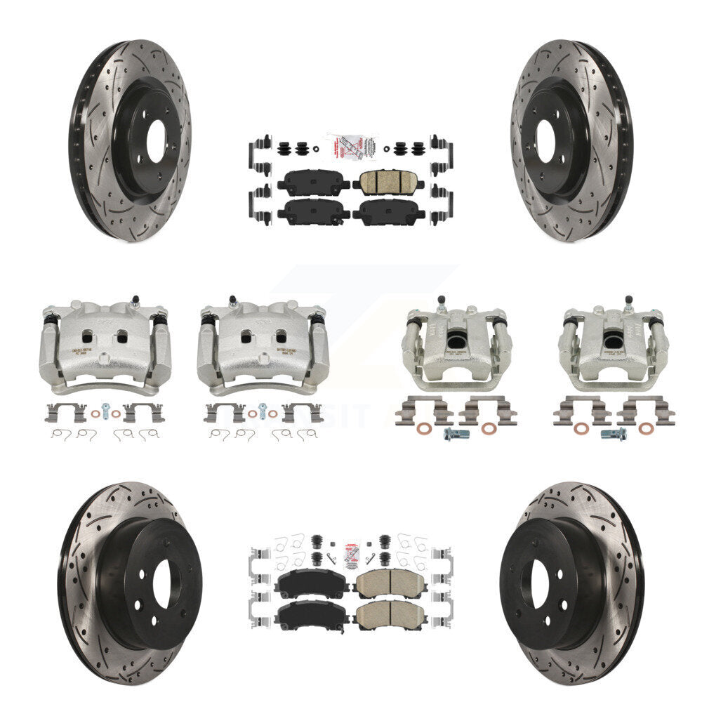 Front Rear Brake Coated Caliper Drill Slot Rotor Ceramic Pad Kit (10Pc) For Nissan Rogue KCD-100875N