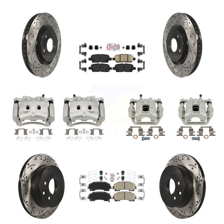 Front Rear Brake Coated Caliper Drill Slot Rotor Ceramic Pad Kit (10Pc) For Nissan Rogue KCD-100875N