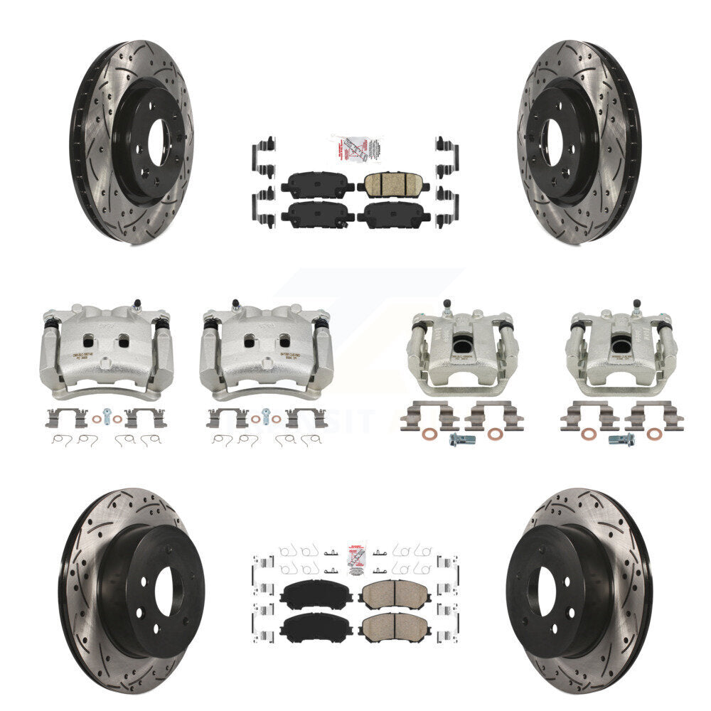 Front Rear Brake Coated Caliper Drill Slot Rotor Ceramic Pad Kit (10Pc) For Nissan Rogue KCD-100894N
