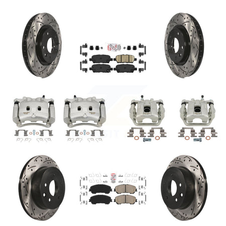 Front Rear Brake Coated Caliper Drill Slot Rotor Ceramic Pad Kit (10Pc) For Nissan Rogue KCD-100895N