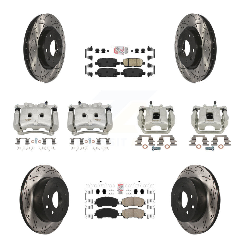 Front Rear Brake Coated Caliper Drill Slot Rotor Ceramic Pad Kit (10Pc) For Nissan Rogue KCD-100897N