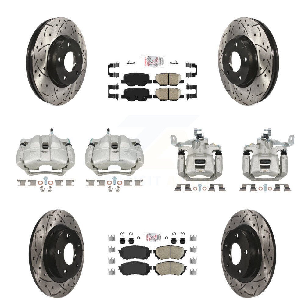 Front Rear Disc Brake Coated Caliper Drill Slot Rotor Ceramic Pad Kit (10Pc) For Mazda 6 KCD-100918N