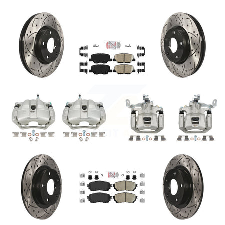 Front Rear Disc Brake Coated Caliper Drill Slot Rotor Ceramic Pad Kit (10Pc) For Mazda 6 KCD-100918N