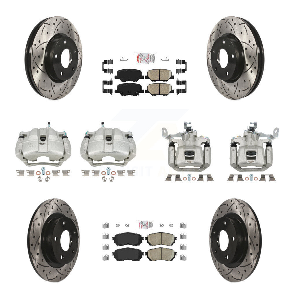 Front Rear Disc Brake Coated Caliper Drill Slot Rotor Ceramic Pad Kit (10Pc) For Mazda 6 KCD-100919N