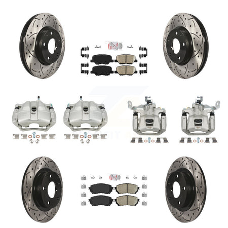 Front Rear Disc Brake Coated Caliper Drill Slot Rotor Ceramic Pad Kit (10Pc) For Mazda 6 KCD-100919N