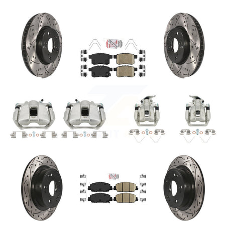 Front Rear Brake Coated Caliper Drill Slot Rotor Ceramic Pad Kit (10Pc) For Honda Accord KCD-100920N