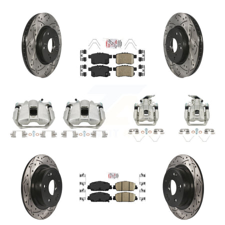 Front Rear Brake Coated Caliper Drill Slot Rotor Ceramic Pad Kit (10Pc) For Honda Accord KCD-100924N