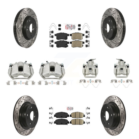 Front Rear Brake Coated Caliper Drill Slot Rotor Ceramic Pad Kit (10Pc) For Honda Accord KCD-100925N