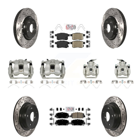 Front Rear Brake Coated Caliper Drill Slot Rotor Ceramic Pad Kit (10Pc) For Honda Accord KCD-100932N