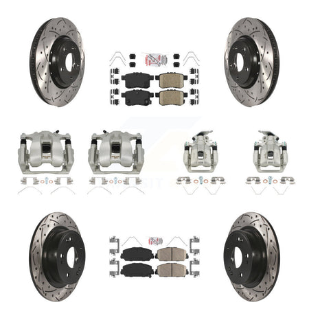 Front Rear Brake Coated Caliper Drill Slot Rotor Ceramic Pad Kit (10Pc) For Honda Accord KCD-100935N