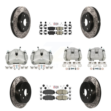 Front Rear Brake Coat Caliper Drill Slot Rotor Ceramic Pad Kit (10Pc) For Toyota RAV4 LE KCD-100942N