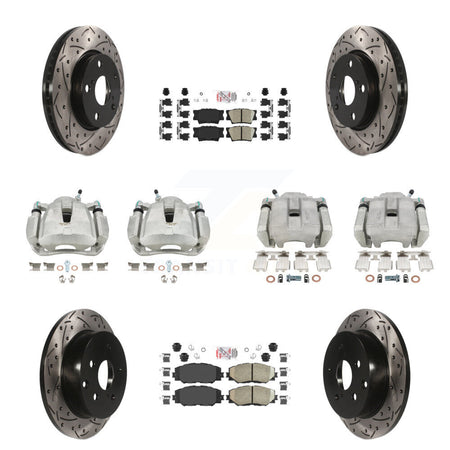 Front Rear Brake Coat Caliper Drill Slot Rotor Ceramic Pad Kit (10Pc) For Toyota RAV4 LE KCD-100946N