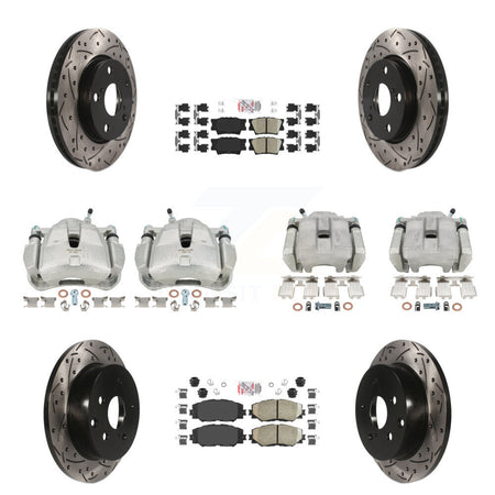 Front Rear Brake Coat Caliper Drill Slot Rotor Ceramic Pad Kit (10Pc) For Toyota RAV4 LE KCD-100951N