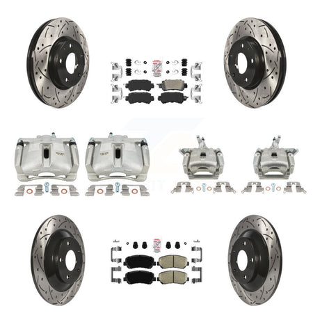 Front Rear Brake Caliper Drill Slotted Rotor Ceramic Pad Kit (10Pc) For 13-15 Mazda CX-5 KCD-100956N