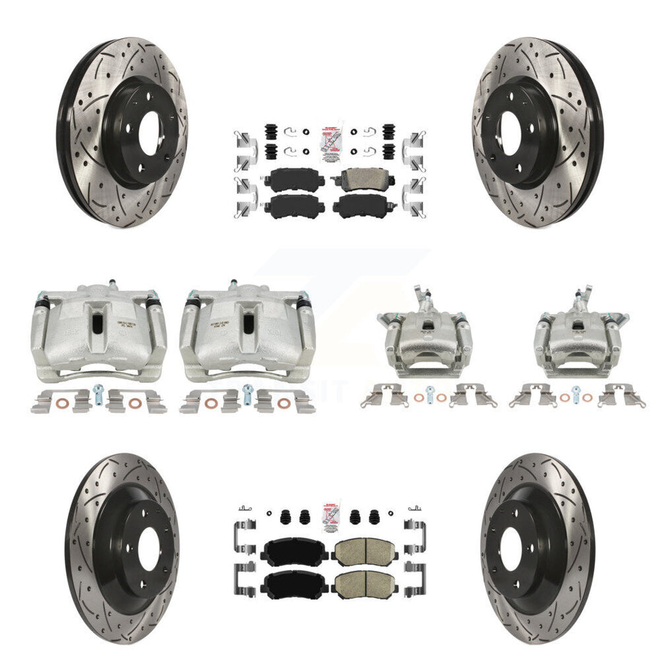 Front Rear Brake Caliper Drill Slotted Rotor Ceramic Pad Kit (10Pc) For 13-15 Mazda CX-5 KCD-100956N