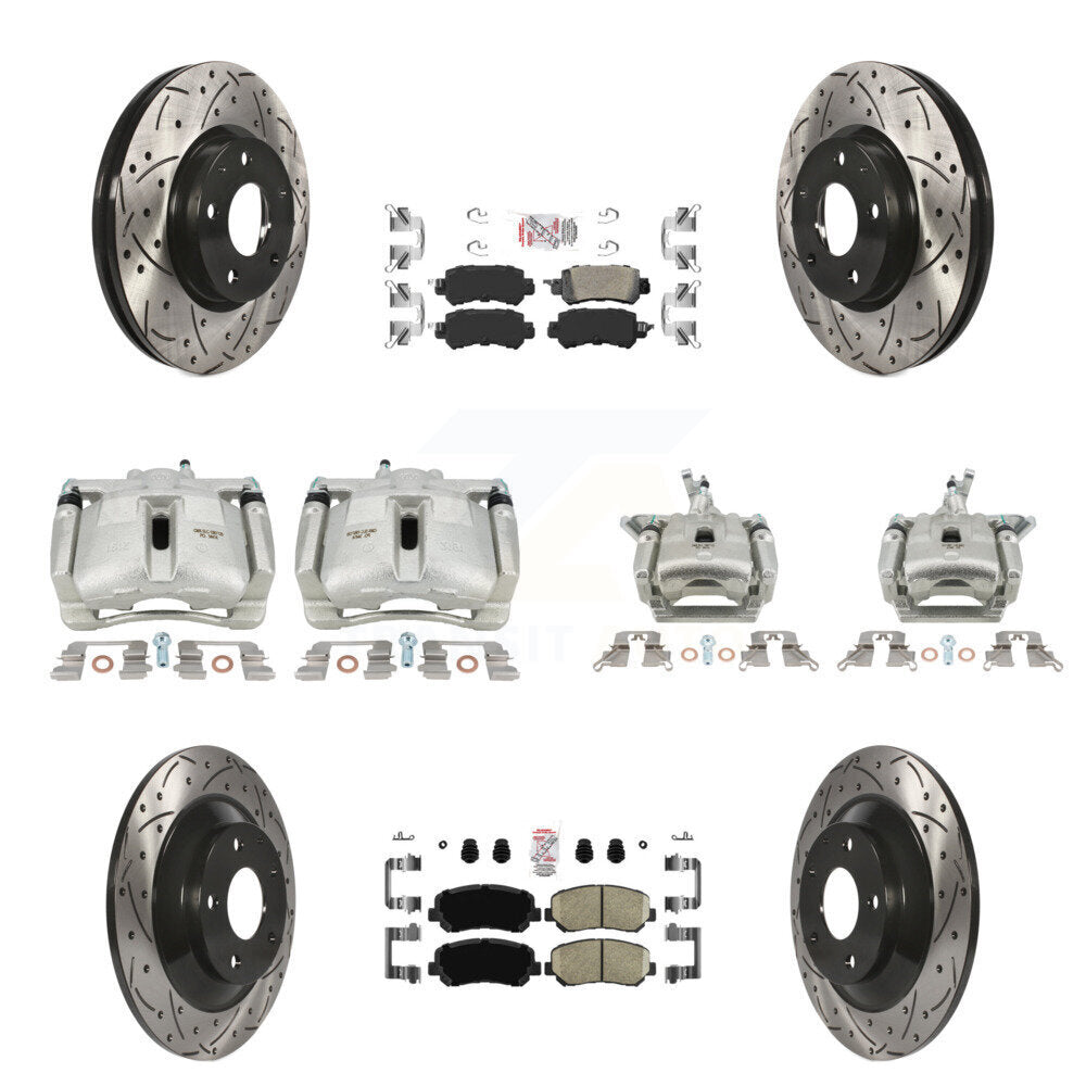 Front Rear Brake Caliper Drill Slotted Rotor Ceramic Pad Kit (10Pc) For 13-15 Mazda CX-5 KCD-100957N