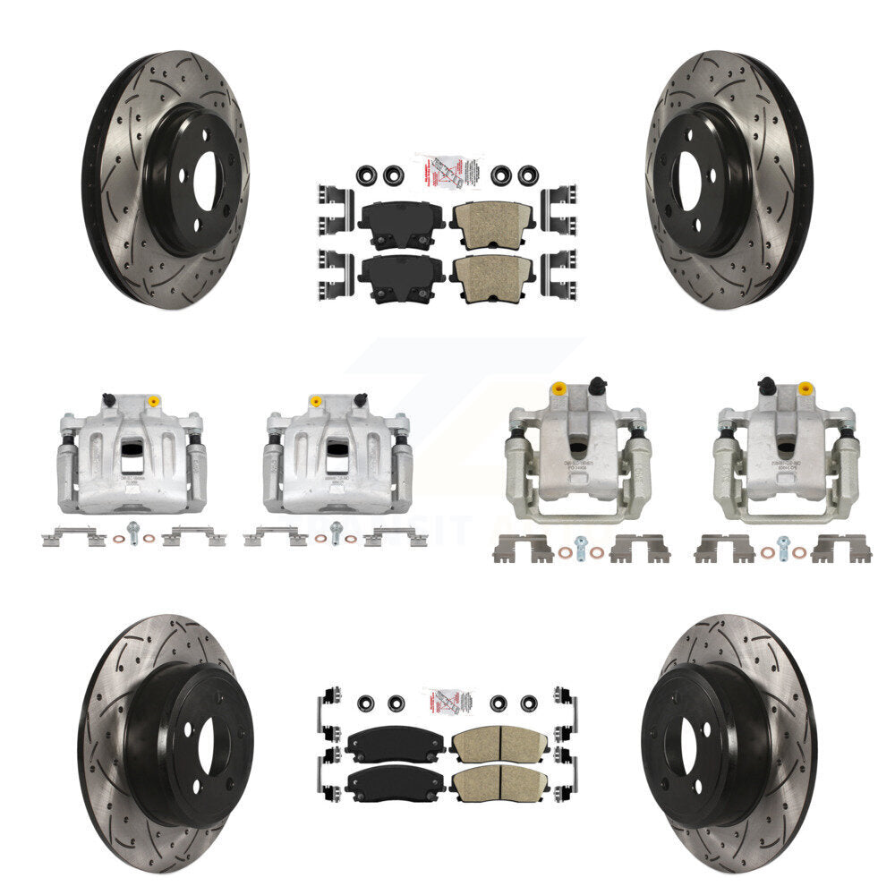 Front Rear Brake Caliper Drill Slot Rotors Ceramic Pad Kit (10Pc) For Chrysler 300 Dodge KCD-100964N