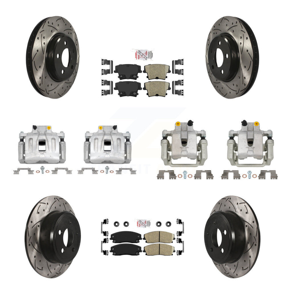 Front Rear Brake Caliper Drill Slot Rotors Ceramic Pad Kit (10Pc) For Chrysler 300 Dodge KCD-100965N