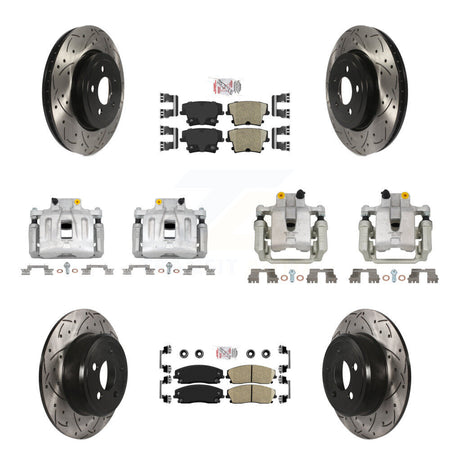 Front Rear Brake Coat Caliper Drill Slot Rotors Ceramic Pad Kit (10Pc) For Dodge Charger KCD-100969N