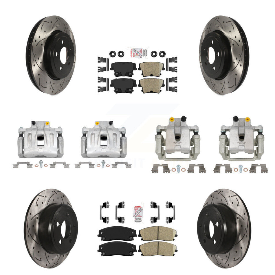 Front Rear Brake Coat Caliper Drill Slot Rotors Ceramic Pad Kit (10Pc) For Dodge Charger KCD-100970N