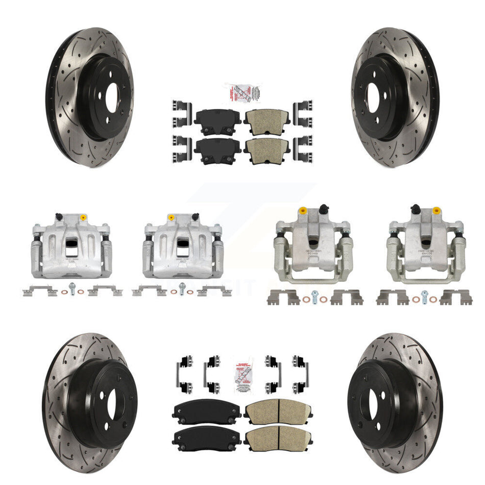 Front Rear Brake Coat Caliper Drill Slot Rotors Ceramic Pad Kit (10Pc) For Dodge Charger KCD-100971N