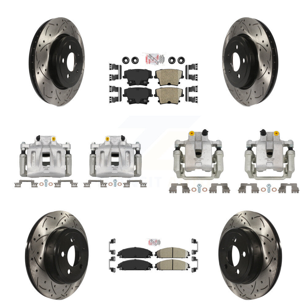 Front Rear Brake Coated Caliper Drill Slot Rotor Ceramic Pad Kit (10Pc) For Chrysler 300 KCD-100972N