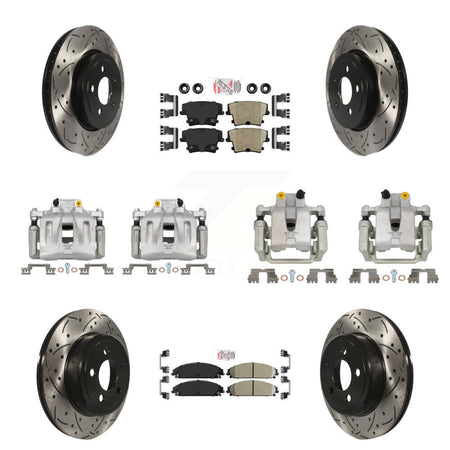 Front Rear Brake Coated Caliper Drill Slot Rotor Ceramic Pad Kit (10Pc) For Chrysler 300 KCD-100972N