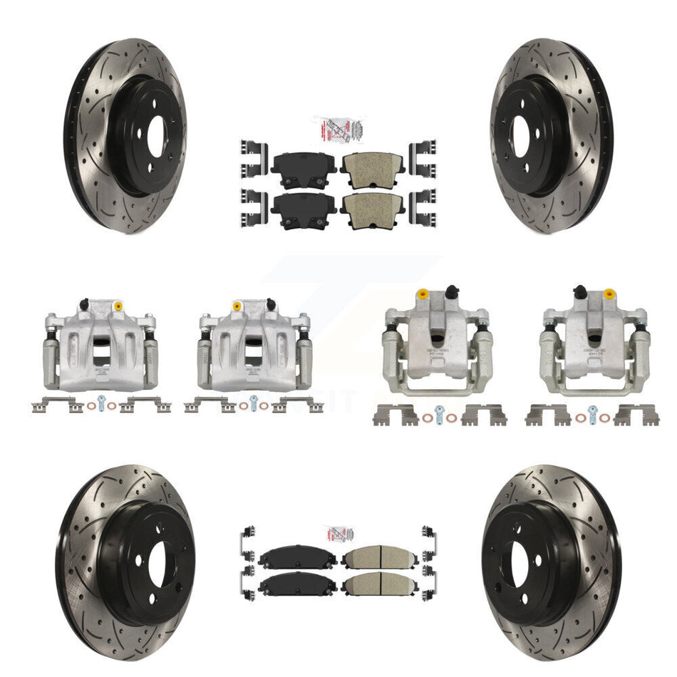 Front Rear Brake Coated Caliper Drill Slot Rotor Ceramic Pad Kit (10Pc) For Chrysler 300 KCD-100973N