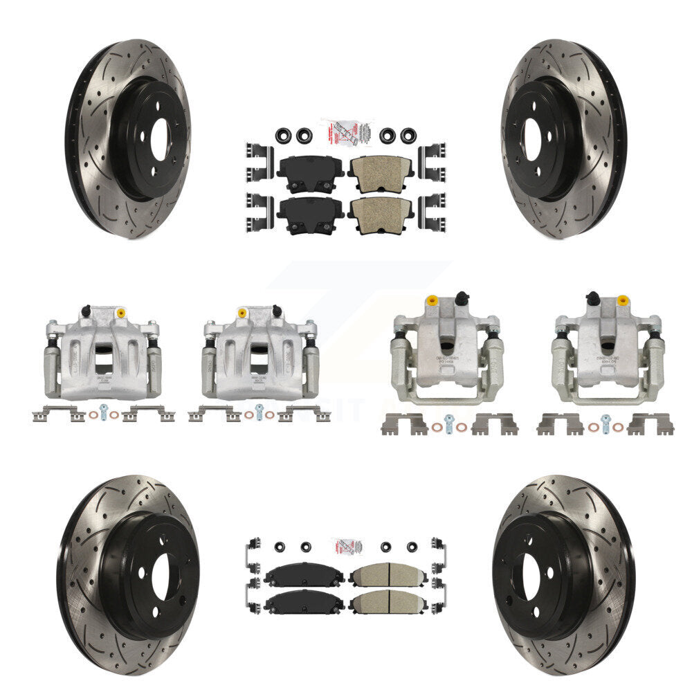 Front Rear Brake Coated Caliper Drill Slot Rotor Ceramic Pad Kit (10Pc) For Chrysler 300 KCD-100974N