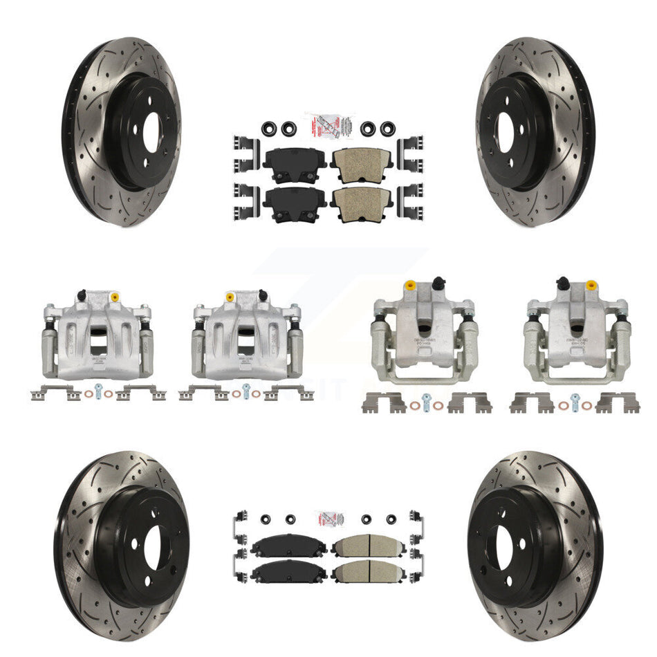 Front Rear Brake Coated Caliper Drill Slot Rotor Ceramic Pad Kit (10Pc) For Chrysler 300 KCD-100974N