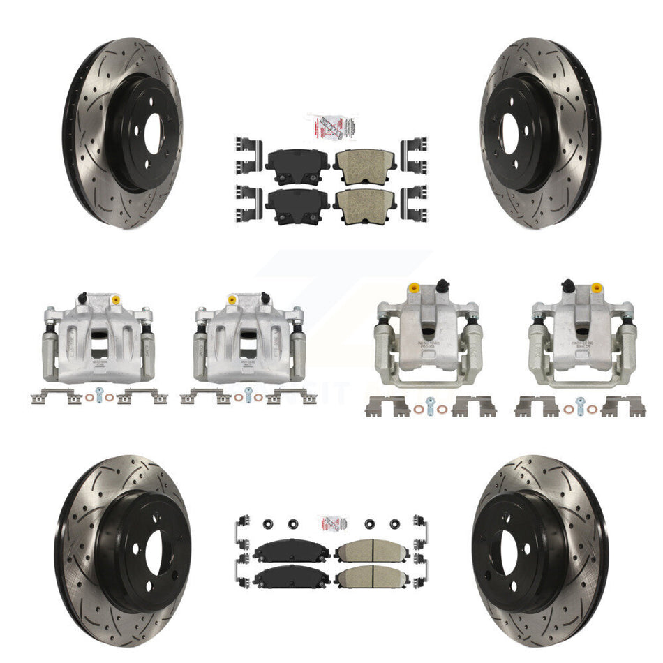 Front Rear Brake Coated Caliper Drill Slot Rotor Ceramic Pad Kit (10Pc) For Chrysler 300 KCD-100975N