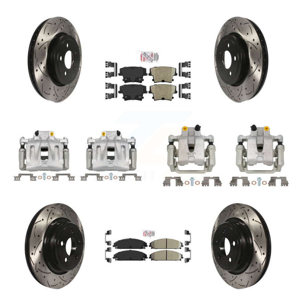 Front Rear Brake Caliper Drill Slot Rotors Ceramic Pad Kit (10Pc) For Dodge Charger 3.6L KCD-100977N