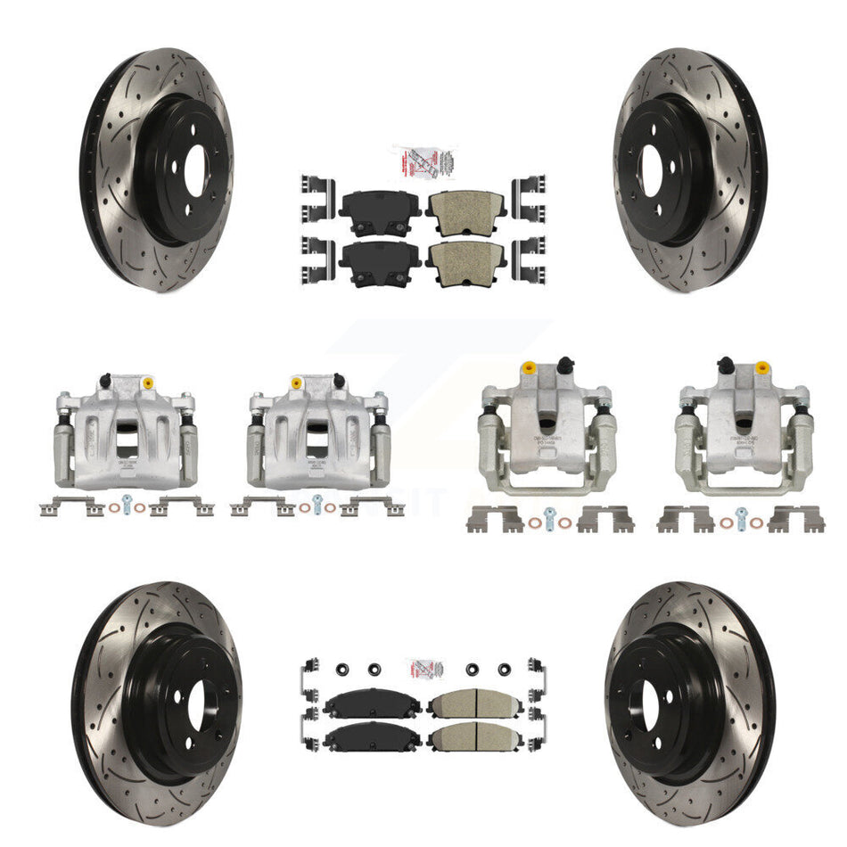 Front Rear Brake Caliper Drill Slot Rotors Ceramic Pad Kit (10Pc) For Dodge Charger 3.6L KCD-100979N