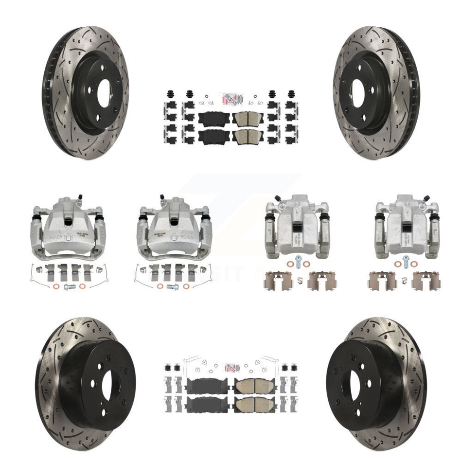 Front Rear Brake Caliper Drill Slot Rotors Ceramic Pad Kit (10Pc) For Toyota Camry Lexus KCD-100994N