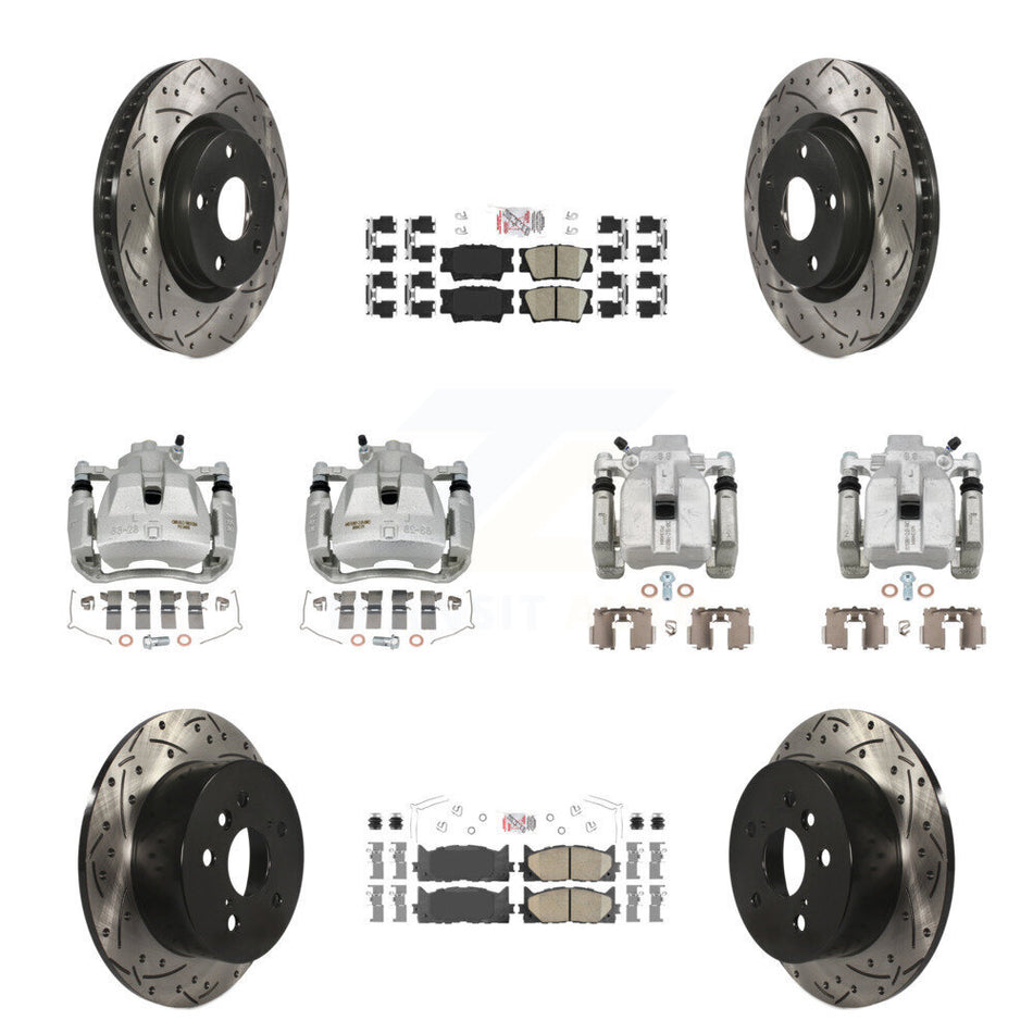Front Rear Brake Caliper Drill Slot Rotors Ceramic Pad Kit (10Pc) For Toyota Camry Lexus KCD-100995N
