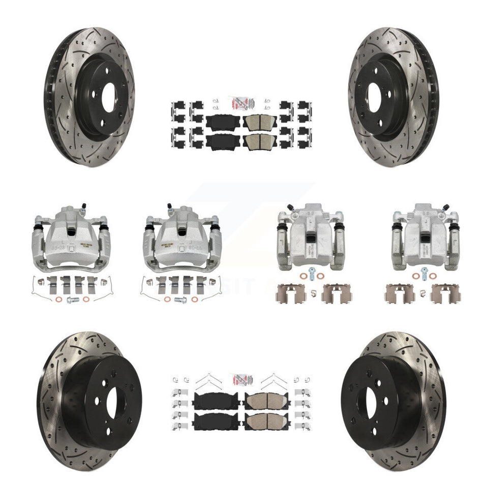 Front Rear Brake Caliper Drill Slot Rotors Ceramic Pad Kit (10Pc) For Toyota Camry Lexus KCD-100997N