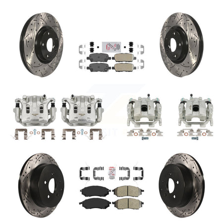 Front Rear Brake Caliper Drilled Slot Rotor Ameribrakes Pad Kit (10Pc) For Nissan Murano KCD-100999N