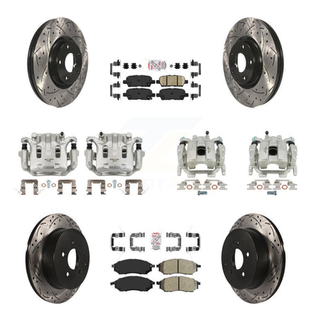Front Rear Brake Caliper Drilled Slot Rotor Ameribrakes Pad Kit (10Pc) For Nissan Murano KCD-101014N