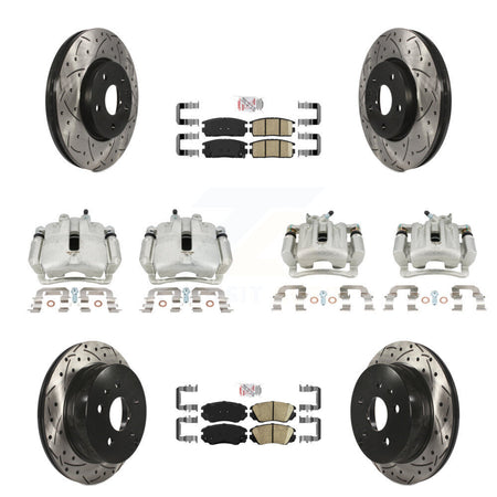Front Rear Brake Caliper Drilled Slot Rotor Ceramic Pad Kit (10Pc) For Chevrolet Equinox KCD-101058N