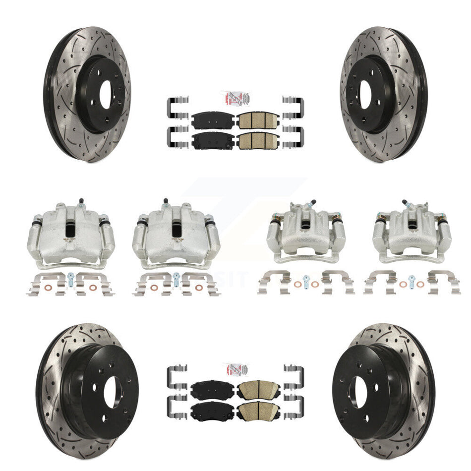 Front Rear Brake Caliper Drilled Slot Rotor Ceramic Pad Kit (10Pc) For Chevrolet Equinox KCD-101058N