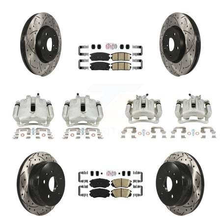 Front Rear Brake Caliper Drilled Slot Rotor Ceramic Pad Kit (10Pc) For Chevrolet Equinox KCD-101059N