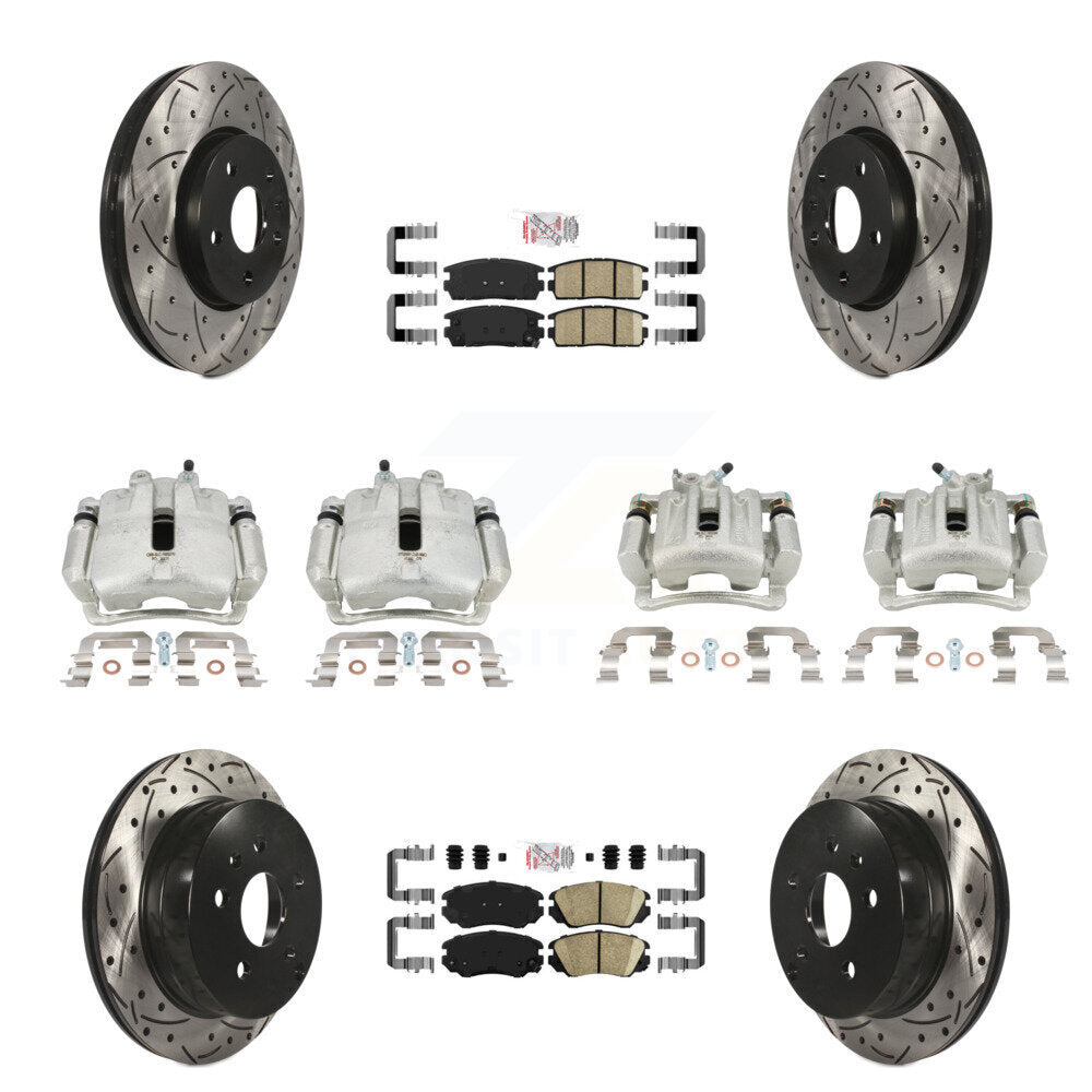 Front Rear Brake Caliper Drilled Slot Rotor Ceramic Pad Kit (10Pc) For Chevrolet Equinox KCD-101060N