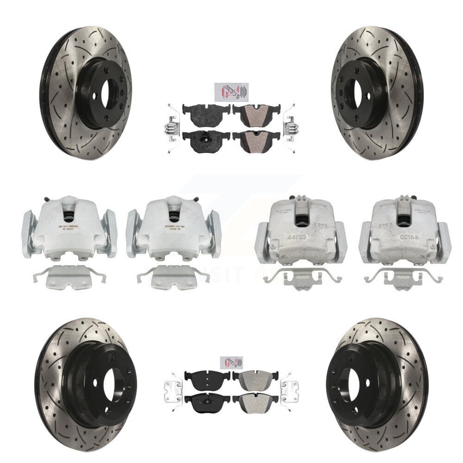 Front Rear Disc Brake Coated Caliper Drilled Slotted Rotors And Semi-Metallic Pads Kit (10Pc) For BMW X5 X6 KCD-101064N
