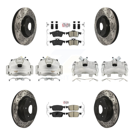 Front Rear Brake Coated Caliper Drill Slot Rotors Ceramic Pad Kit (10Pc) For Ford Escape KCD-101074N