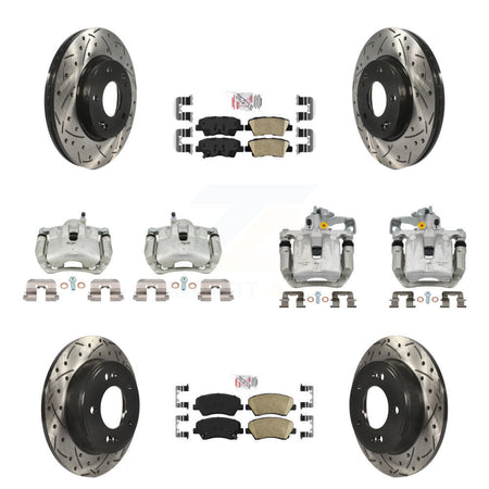 Front Rear Brake Caliper Drill Slot Rotors Ceramic Pad Kit (10Pc) For Hyundai Elantra GT KCD-101100N