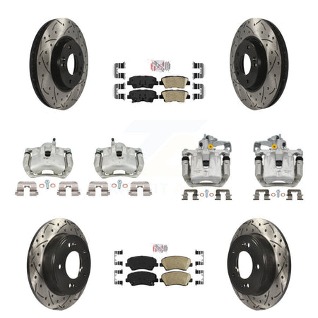 Front Rear Brake Caliper Drill Slot Rotors Ceramic Pad Kit (10Pc) For 14 Kia Forte Sedan KCD-101106N
