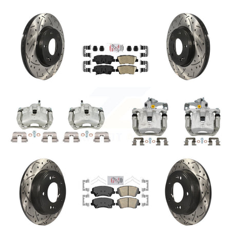 Front Rear Brake Caliper Drill Slot Rotors Ceramic Pad Kit (10Pc) For Hyundai Elantra GT KCD-101109N